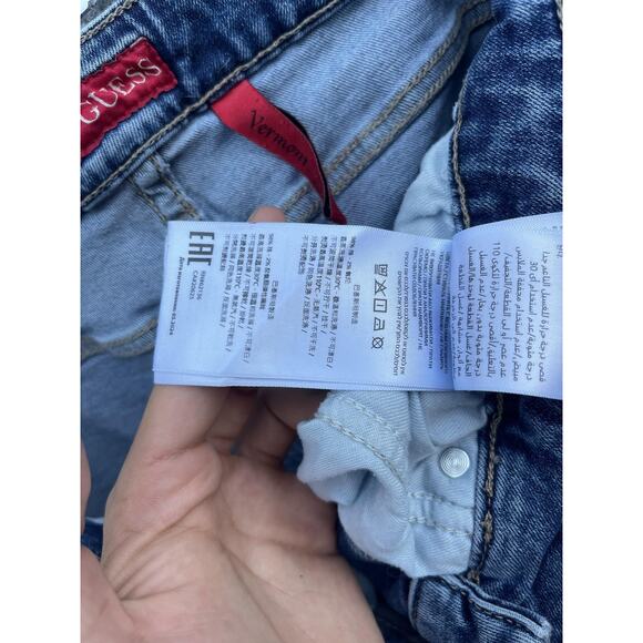 Guess Jeans Mens 30 Blue Vermont Slim Denim Medium Wash 5-Pocket Zip - Picture 11 of 13